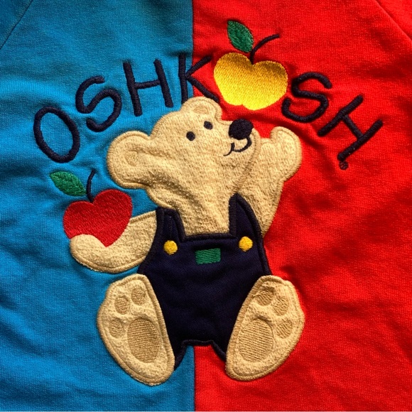 Vintage Oshkosh Blue and Red Apple Bear Romper - Picture 6 of 14